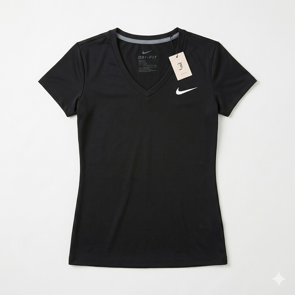 Nike Dri Fit V Neck BLACK CASUAL Tee